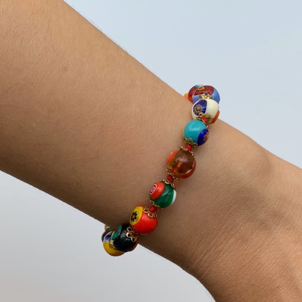Multi-Color Glass Beaded Bracelet